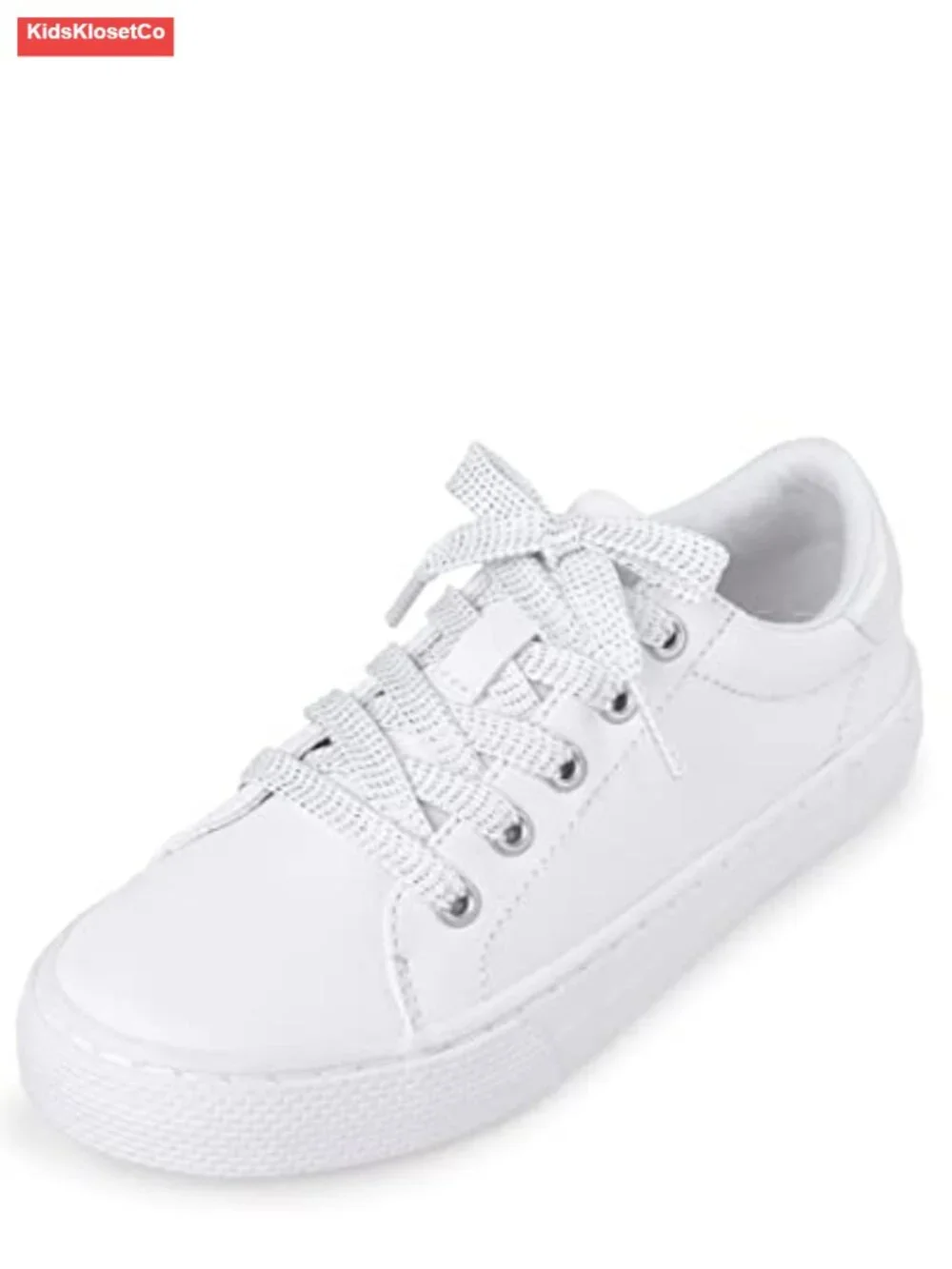 Girls Low Top Sneakers Faux Leather Lace Up Uniform Shoes